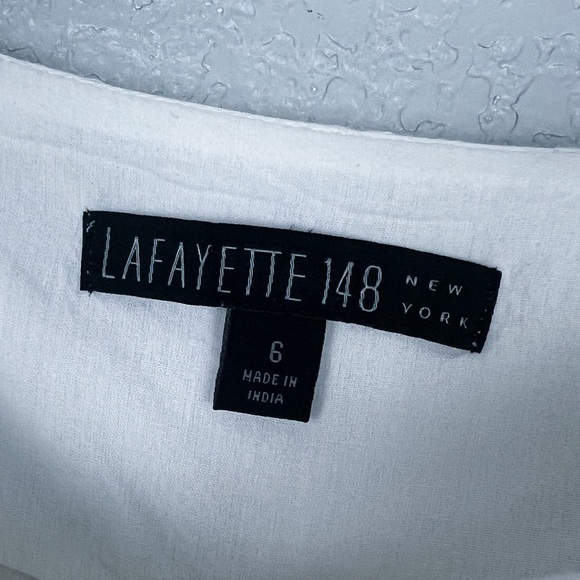 Lafayette 148 A-Line 100% Cotton White Geometric Skirt 6 - Flowy, Lined, Summer - Picture 7 of 9